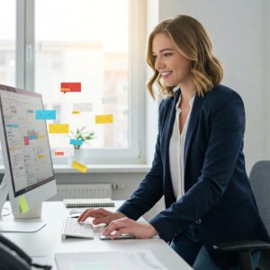 SMB owner efficiently managing her business